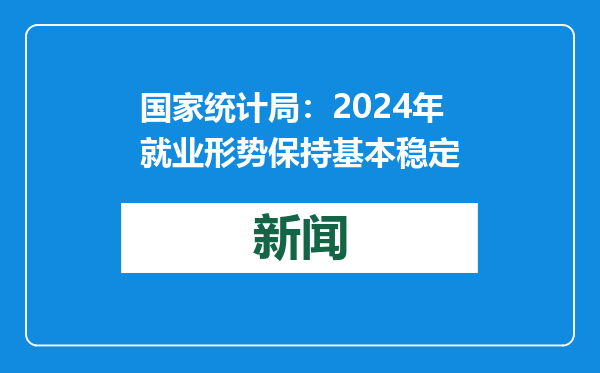 国家统计局：2024年就业形势保持基本稳定
