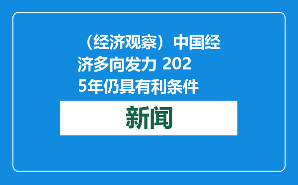 （经济观察）中国经济多向发力 2025年仍具有利条件