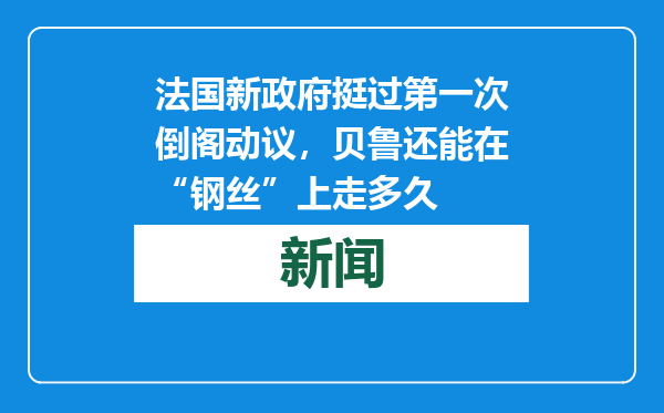 法国新政府挺过第一次倒阁动议，贝鲁还能在“钢丝”上走多久