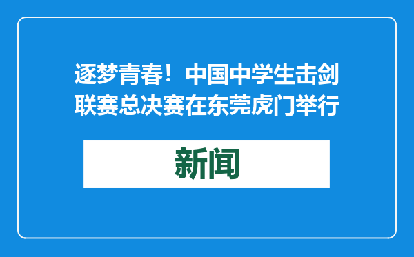 逐梦青春！中国中学生击剑联赛总决赛在东莞虎门举行