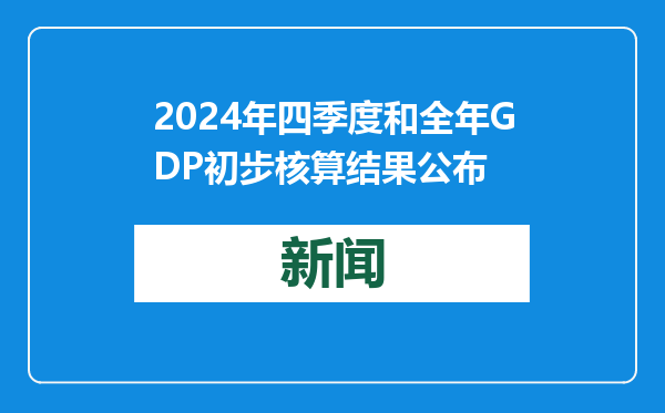 2024年四季度和全年GDP初步核算结果公布