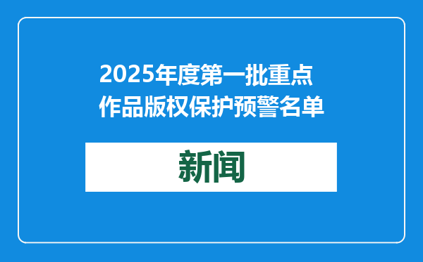 2025年度第一批重点作品版权保护预警名单