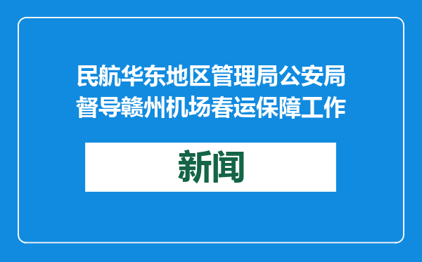 民航华东地区管理局公安局督导赣州机场春运保障工作