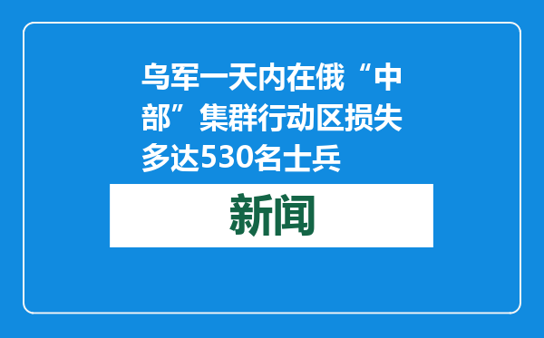 乌军一天内在俄“中部”集群行动区损失多达530名士兵
