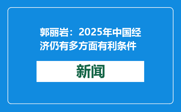 郭丽岩：2025年中国经济仍有多方面有利条件