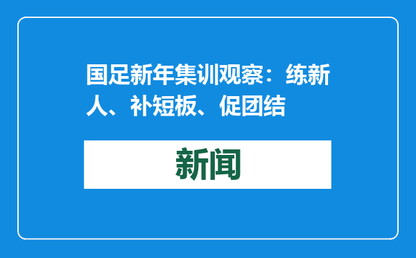 国足新年集训观察：练新人、补短板、促团结