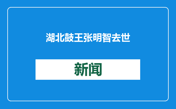 湖北鼓王张明智去世
