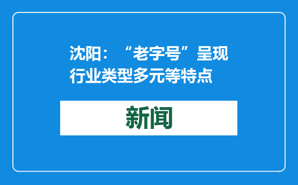 沈阳：“老字号”呈现行业类型多元等特点