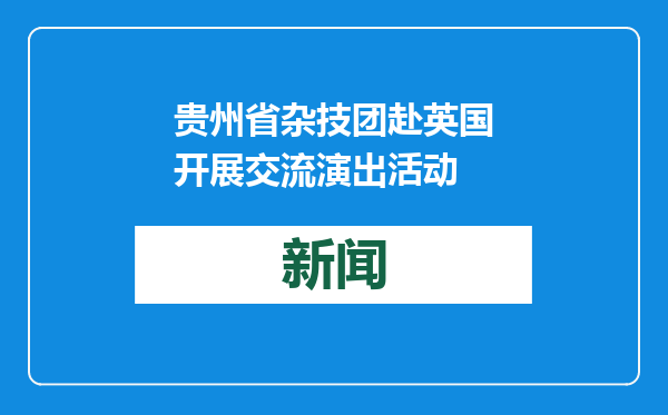 贵州省杂技团赴英国开展交流演出活动