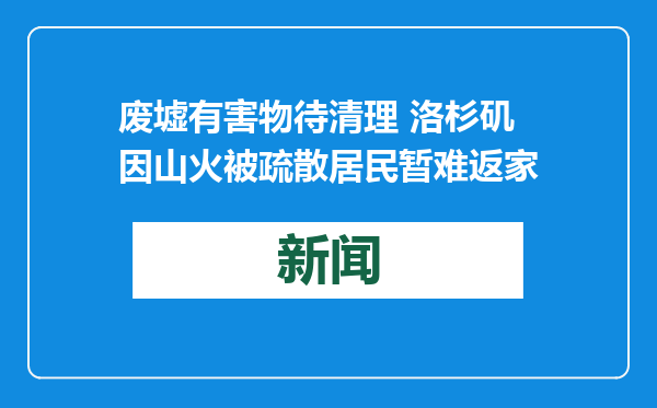 废墟有害物待清理 洛杉矶因山火被疏散居民暂难返家