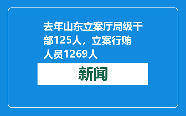 去年山东立案厅局级干部125人，立案行贿人员1269人