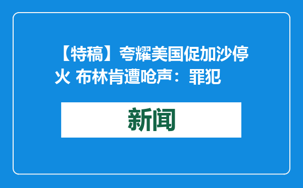 【特稿】夸耀美国促加沙停火 布林肯遭呛声：罪犯