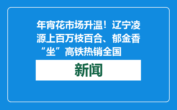 年宵花市场升温！辽宁凌源上百万枝百合、郁金香“坐”高铁热销全国