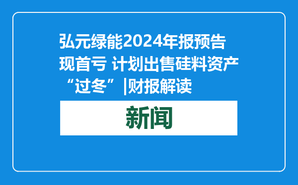 弘元绿能2024年报预告现首亏 计划出售硅料资产“过冬”|财报解读