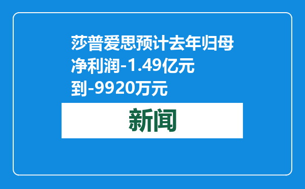 莎普爱思预计去年归母净利润-1.49亿元到-9920万元