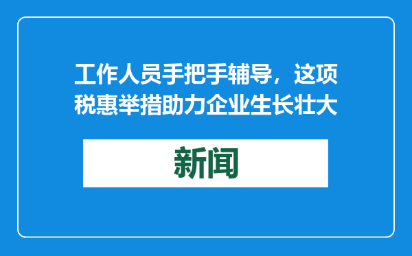 工作人员手把手辅导，这项税惠举措助力企业生长壮大