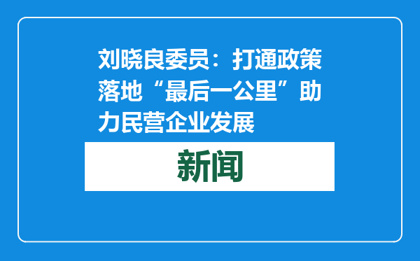 刘晓良委员：打通政策落地“最后一公里”助力民营企业发展
