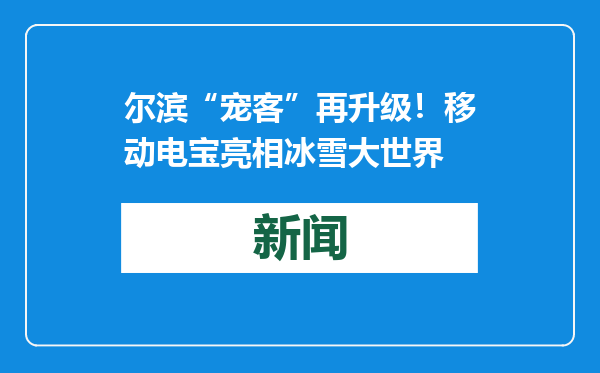 尔滨“宠客”再升级！移动电宝亮相冰雪大世界