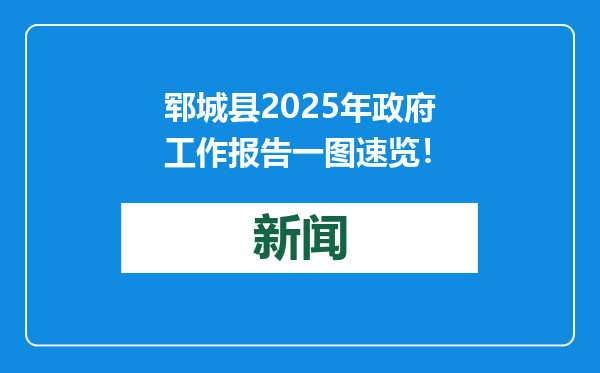 郓城县2025年政府工作报告一图速览！