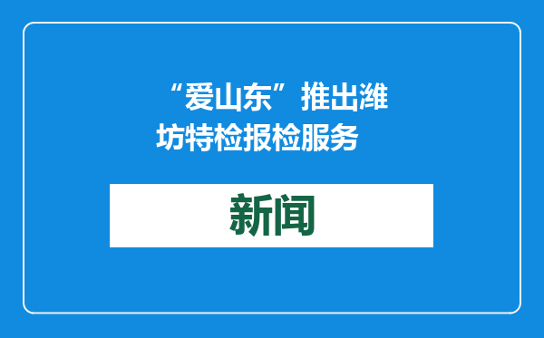 “爱山东”推出潍坊特检报检服务