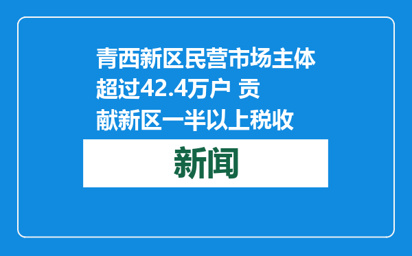 青西新区民营市场主体超过42.4万户 贡献新区一半以上税收