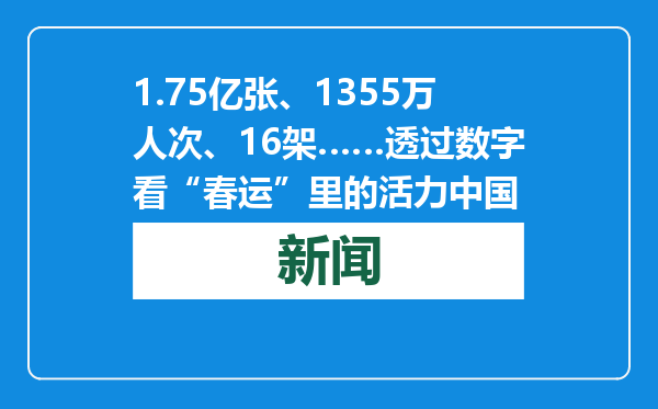 1.75亿张、1355万人次、16架……透过数字看“春运”里的活力中国