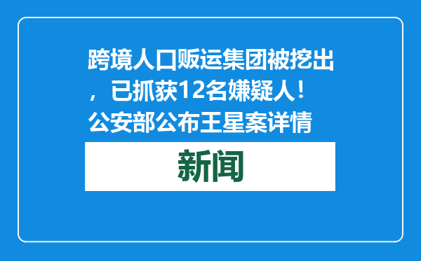 跨境人口贩运集团被挖出，已抓获12名嫌疑人！公安部公布王星案详情