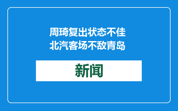 周琦复出状态不佳 北汽客场不敌青岛