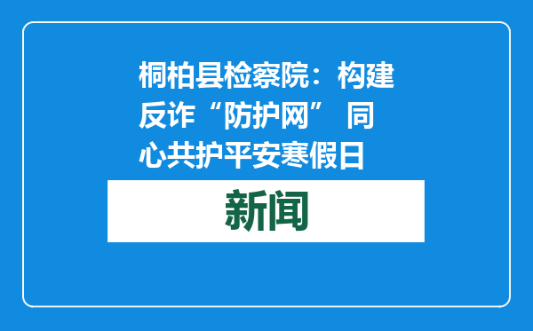 桐柏县检察院：构建反诈“防护网” 同心共护平安寒假日