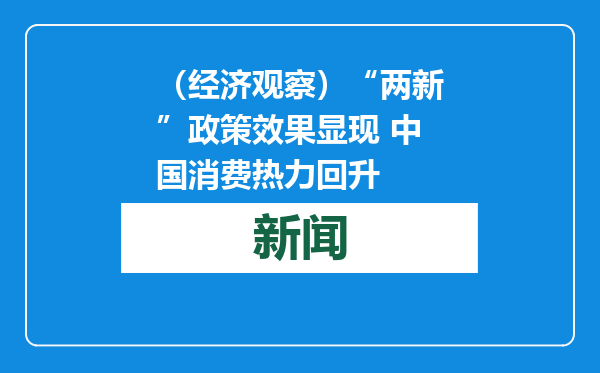 （经济观察）“两新”政策效果显现 中国消费热力回升