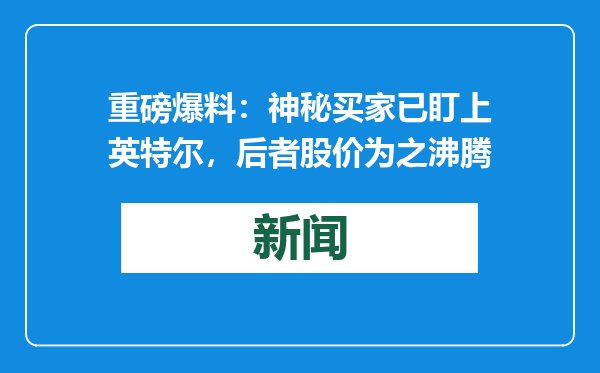 重磅爆料：神秘买家已盯上英特尔，后者股价为之沸腾