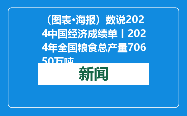 （图表·海报）数说2024中国经济成绩单丨2024年全国粮食总产量70650万吨