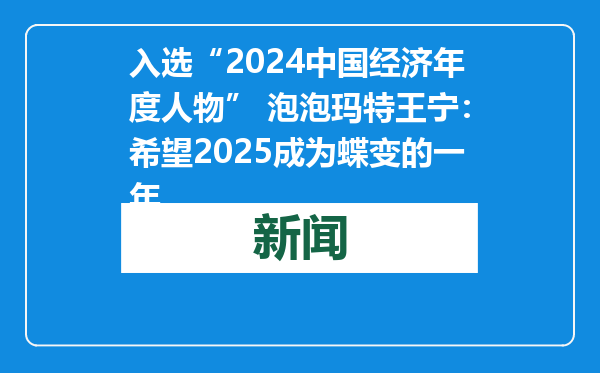 入选“2024中国经济年度人物” 泡泡玛特王宁：希望2025成为蝶变的一年