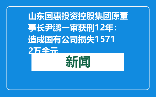 山东国惠投资控股集团原董事长尹鹏一审获刑12年：造成国有公司损失15712万余元
