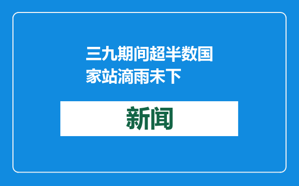 三九期间超半数国家站滴雨未下