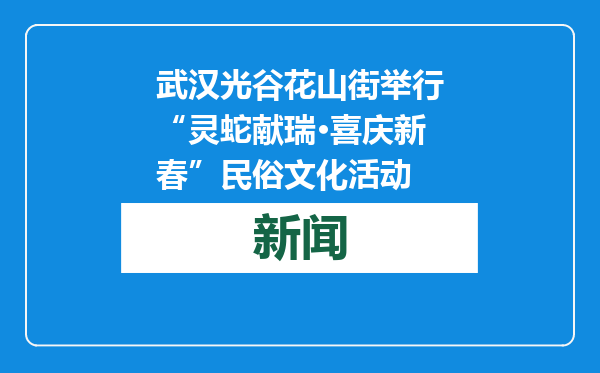 武汉光谷花山街举行“灵蛇献瑞·喜庆新春”民俗文化活动