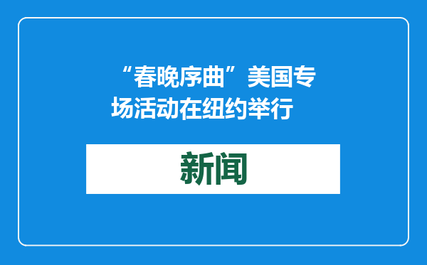 “春晚序曲”美国专场活动在纽约举行