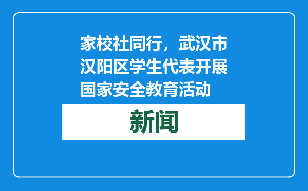 家校社同行，武汉市汉阳区学生代表开展国家安全教育活动
