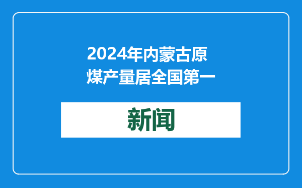 2024年内蒙古原煤产量居全国第一