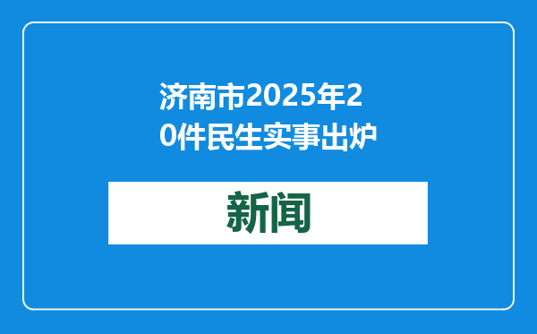 济南市2025年20件民生实事出炉