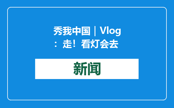 秀我中国｜Vlog：走！看灯会去