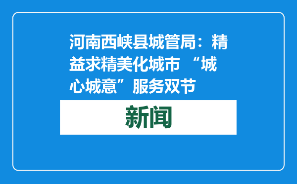 河南西峡县城管局：精益求精美化城市 “城心城意”服务双节