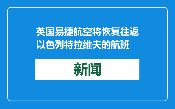 英国易捷航空将恢复往返以色列特拉维夫的航班