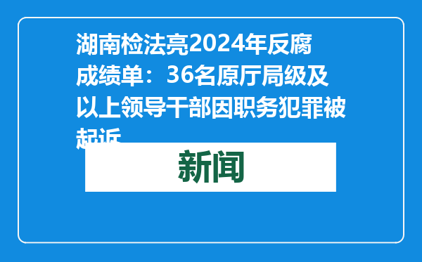 湖南检法亮2024年反腐成绩单：36名原厅局级及以上领导干部因职务犯罪被起诉