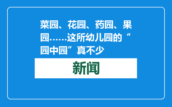 菜园、花园、药园、果园……这所幼儿园的“园中园”真不少
