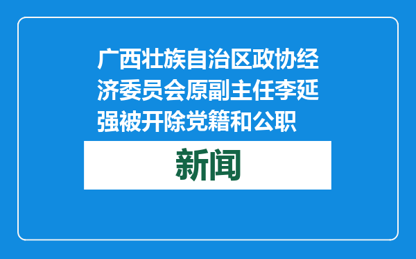 广西壮族自治区政协经济委员会原副主任李延强被开除党籍和公职