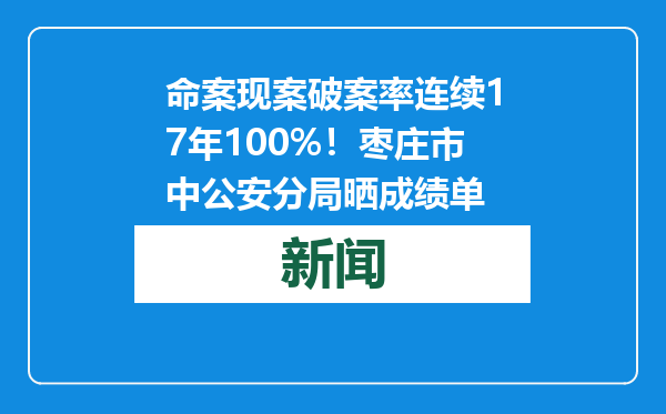命案现案破案率连续17年100%！枣庄市中公安分局晒成绩单