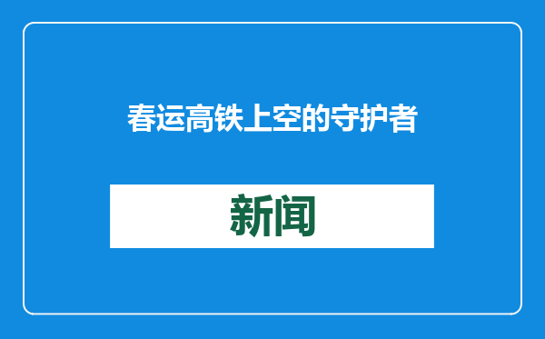 春运高铁上空的守护者