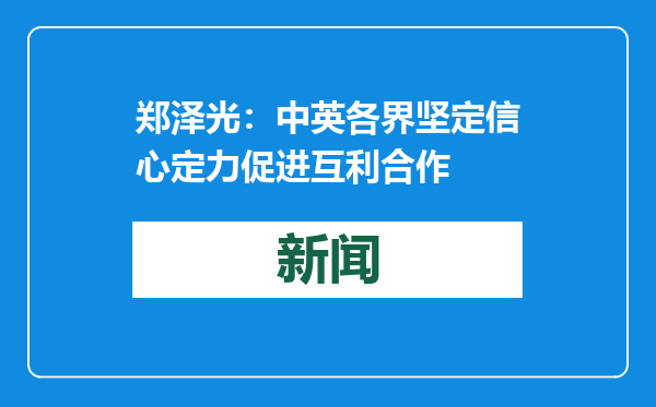 郑泽光：中英各界坚定信心定力促进互利合作
