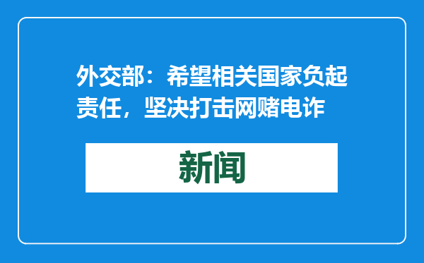 外交部：希望相关国家负起责任，坚决打击网赌电诈